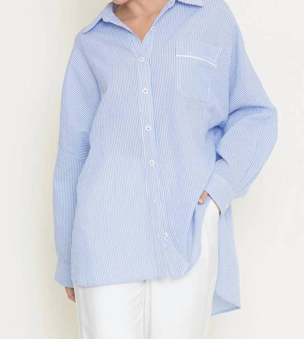 NEW FORE collins long sleeve top in blue
